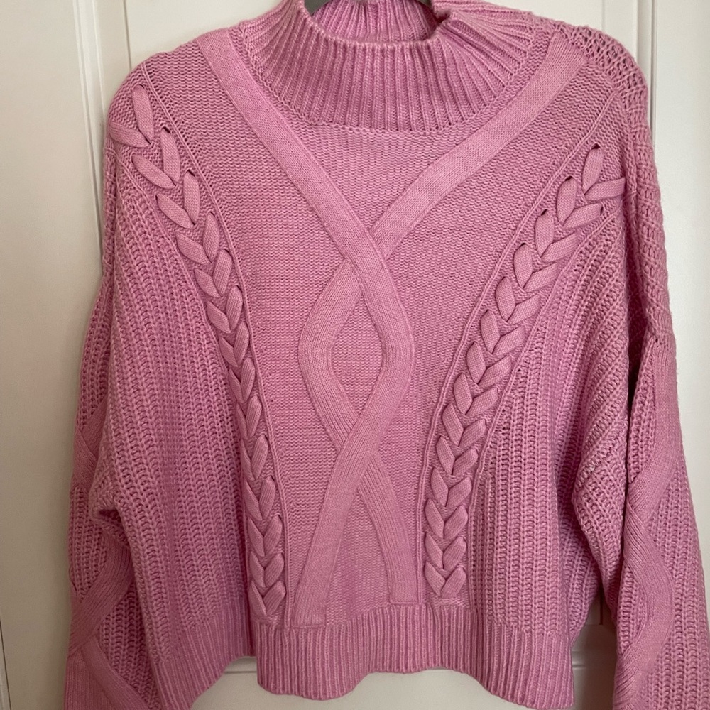 Elizabeth and James Rose Cable Knit Turtleneck Sweater